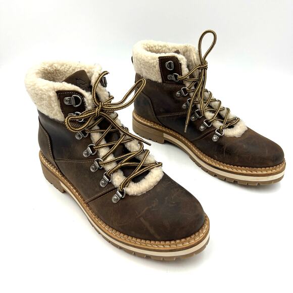 Alpine Design Holly Boots Brown Nubuck Leather Faux Shearling Ankle Booties - Picture 1 of 9